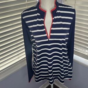 EP Pro Navy and White Striped Long Sleeve Top